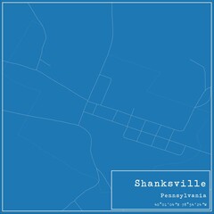Blueprint US city map of Shanksville, Pennsylvania.