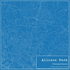 Blueprint US city map of Allison Park, Pennsylvania.