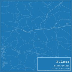 Blueprint US city map of Bulger, Pennsylvania.