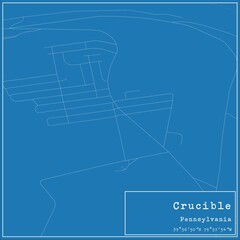 Blueprint US city map of Crucible, Pennsylvania.