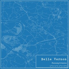 Blueprint US city map of Belle Vernon, Pennsylvania.