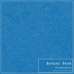 Blueprint US city map of Bethel Park, Pennsylvania.