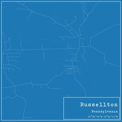 Blueprint US city map of Russellton, Pennsylvania.