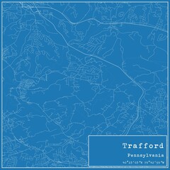 Blueprint US city map of Trafford, Pennsylvania.