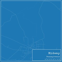 Blueprint US city map of Midway, Pennsylvania.