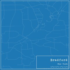 Blueprint US city map of Bradford, New York.