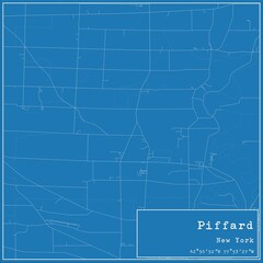 Blueprint US city map of Piffard, New York.