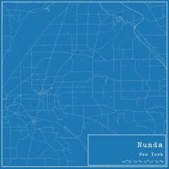 Blueprint US city map of Nunda, New York.