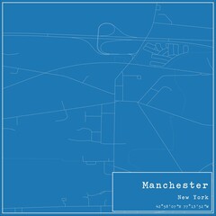 Blueprint US city map of Manchester, New York.