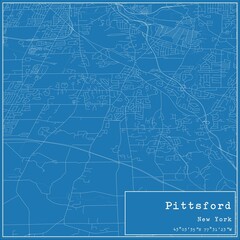 Blueprint US city map of Pittsford, New York.
