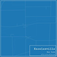 Blueprint US city map of Knowlesville, New York.