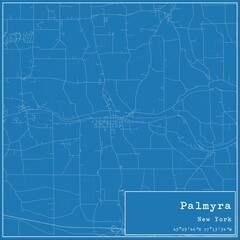 Blueprint US city map of Palmyra, New York.