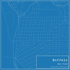 Blueprint US city map of Buffalo, New York.