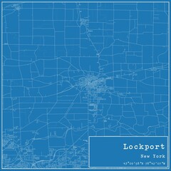 Blueprint US city map of Lockport, New York.