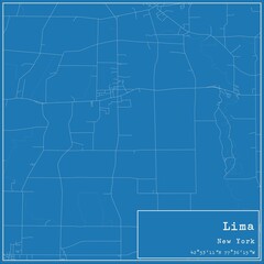 Blueprint US city map of Lima, New York.