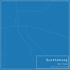 Blueprint US city map of Scottsburg, New York.