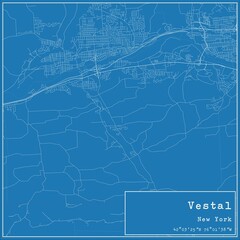 Blueprint US city map of Vestal, New York.