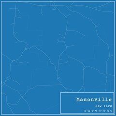 Blueprint US city map of Masonville, New York.