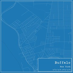 Blueprint US city map of Buffalo, New York.