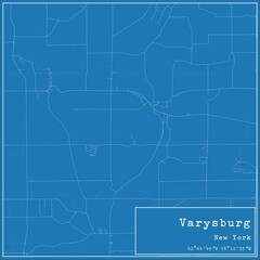 Blueprint US city map of Varysburg, New York.