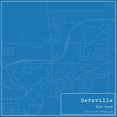 Blueprint US city map of Getzville, New York.