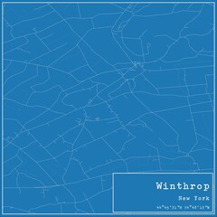Blueprint US city map of Winthrop, New York.