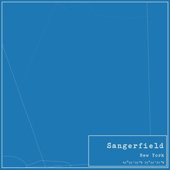 Blueprint US city map of Sangerfield, New York.