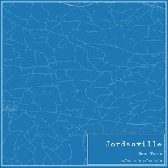 Blueprint US city map of Jordanville, New York.