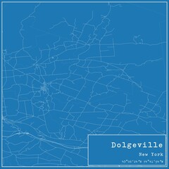 Blueprint US city map of Dolgeville, New York.
