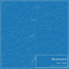Blueprint US city map of Norwood, New York.