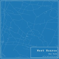 Blueprint US city map of West Monroe, New York.
