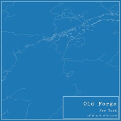 Blueprint US city map of Old Forge, New York.