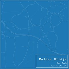Blueprint US city map of Malden Bridge, New York.