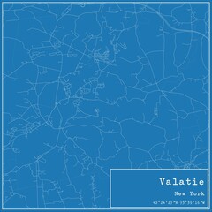 Blueprint US city map of Valatie, New York.