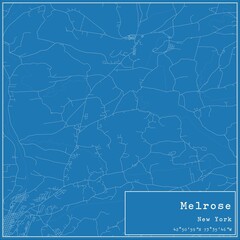 Fototapeta premium Blueprint US city map of Melrose, New York.