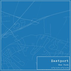 Blueprint US city map of Eastport, New York.
