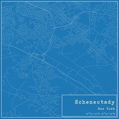Blueprint US city map of Schenectady, New York.