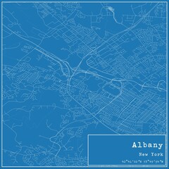 Blueprint US city map of Albany, New York.