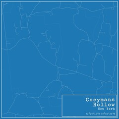 Fototapeta premium Blueprint US city map of Coeymans Hollow, New York.