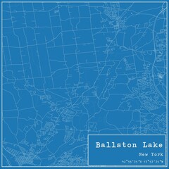 Blueprint US city map of Ballston Lake, New York.