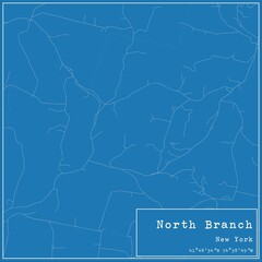 Blueprint US city map of North Branch, New York.