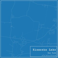 Blueprint US city map of Kiamesha Lake, New York.