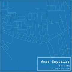 Fototapeta premium Blueprint US city map of West Sayville, New York.