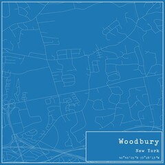 Blueprint US city map of Woodbury, New York.