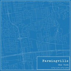 Blueprint US city map of Farmingville, New York.