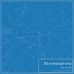 Blueprint US city map of Bloomingburg, New York.