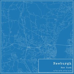 Blueprint US city map of Newburgh, New York.
