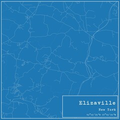 Obraz premium Blueprint US city map of Elizaville, New York.