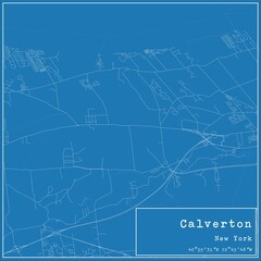 Blueprint US city map of Calverton, New York.