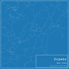 Blueprint US city map of Copake, New York.